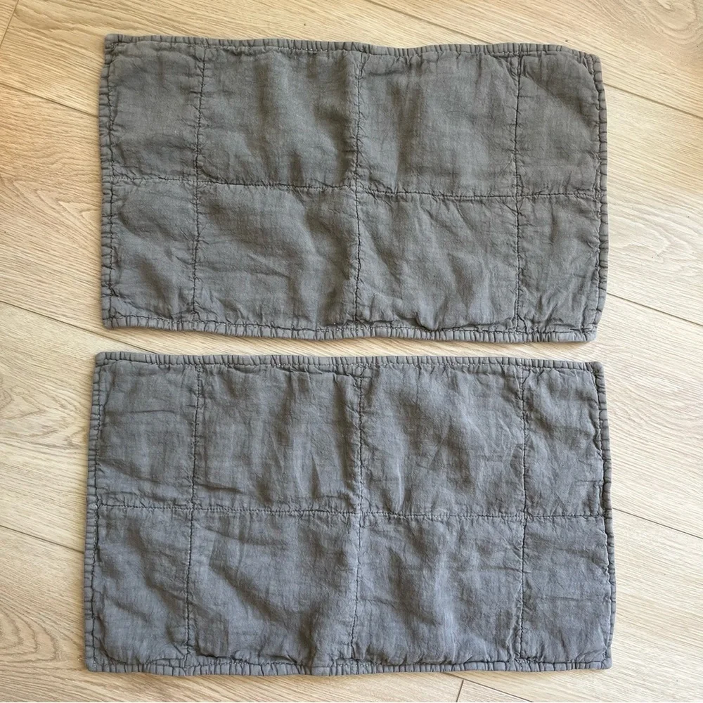 2 Restoration Hardware (NWOT+EUC) 14 x 22 Linen Quilted Lumbar Pillowcase
